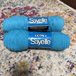 Set Of Two Vintage Sayelle Yarn In Turquoise. Machine Washable.